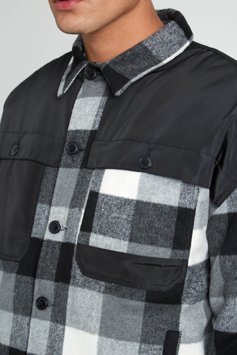CRAWFORD OVERSIZED FIT CHECK JACKET WITH NYLON PANEL