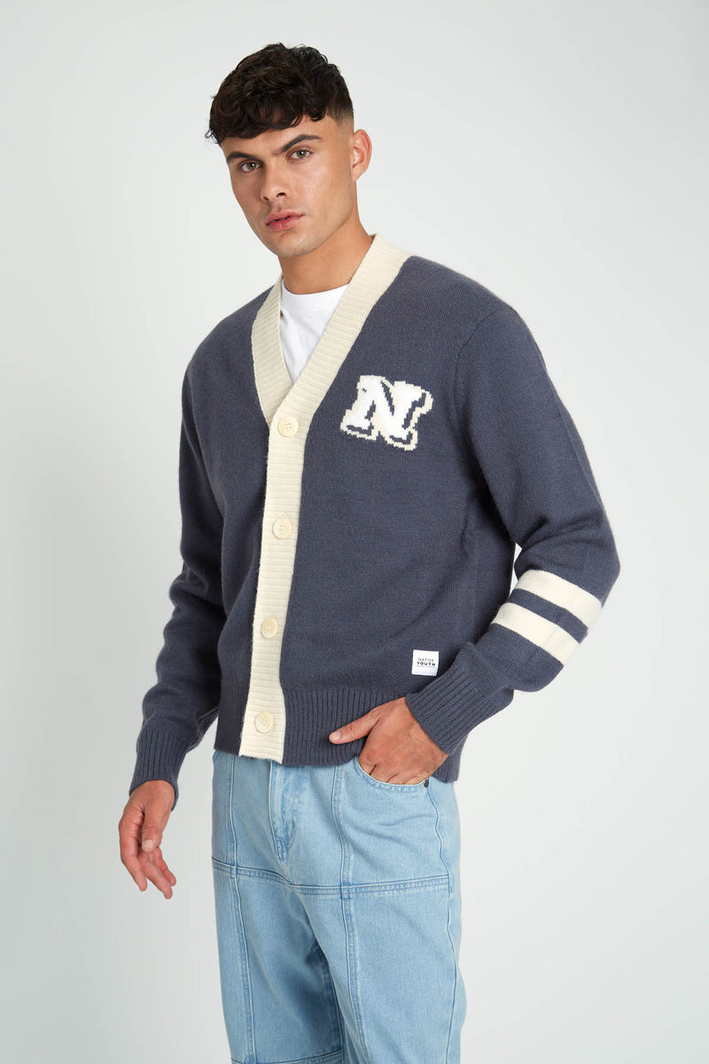 STADEL RELAXED FIT KNITTED VARSITY CARDIGAN