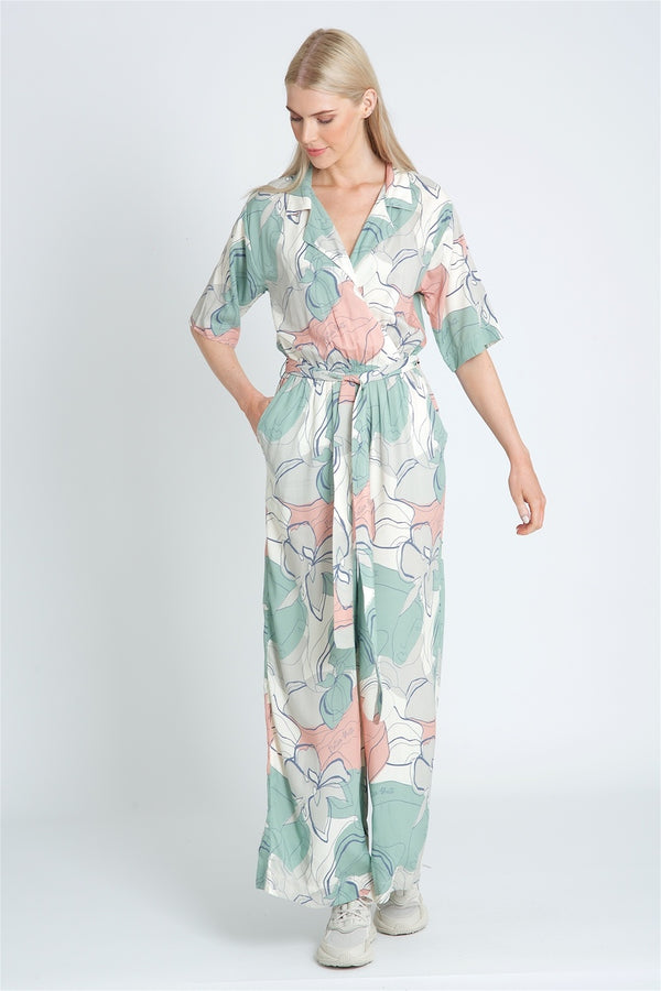 ABSTRACT LINEAR PRINT JUMPSUIT