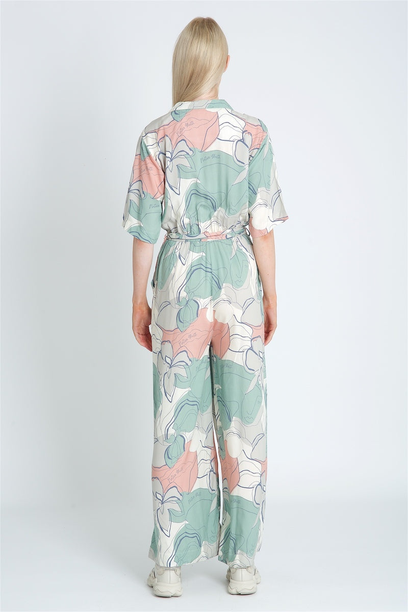 ABSTRACT LINEAR PRINT JUMPSUIT